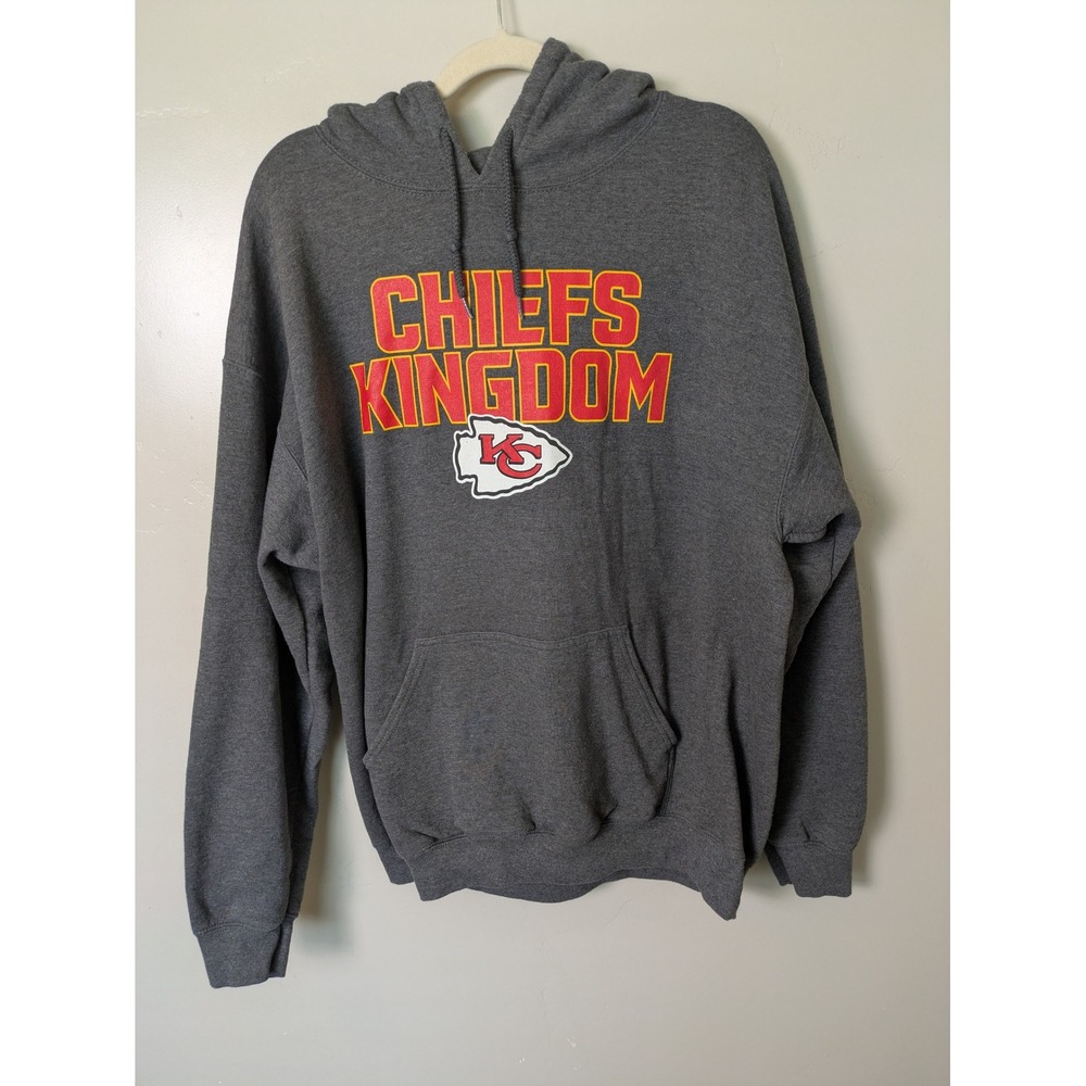 Mens Large Kansas City Chiefs Kingdom Hoodie Sweatshirt Gray NFL‎ Team Apparel